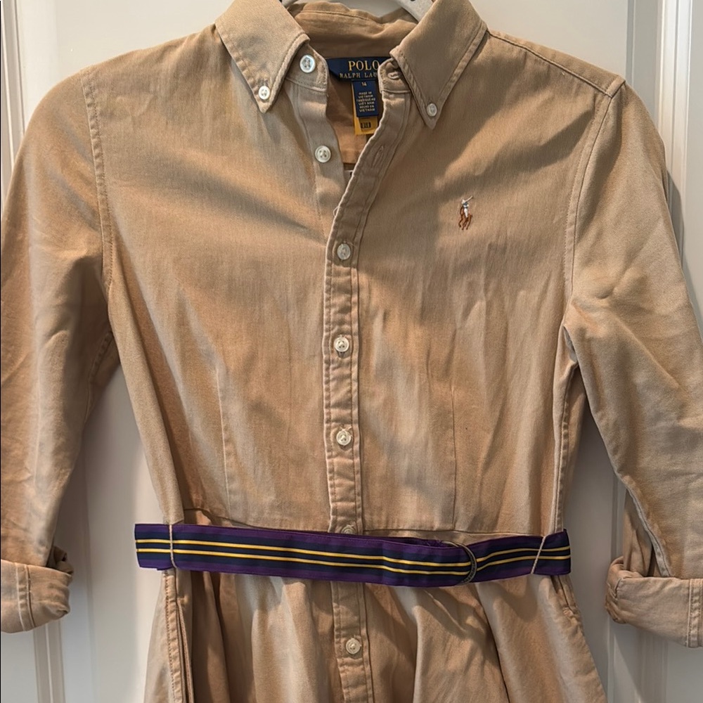 Ralph Lauren Polo Beige Button-Down Shirt Dress